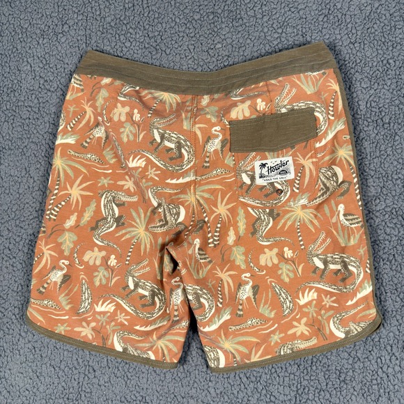 Howler Brothers Alligator Palm Print Board Shorts Mens 33 Swim Trunks Drawstring - Picture 2 of 11